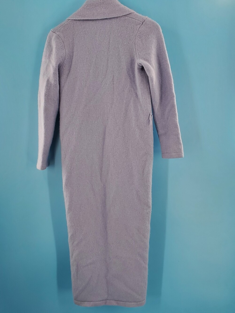 Blue 100% cashmere long cardigan S - Picture 2 of 16